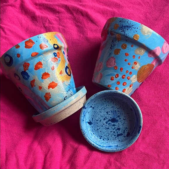 Colorful Hand-Painted Flower Pots - Picture 1 of 5